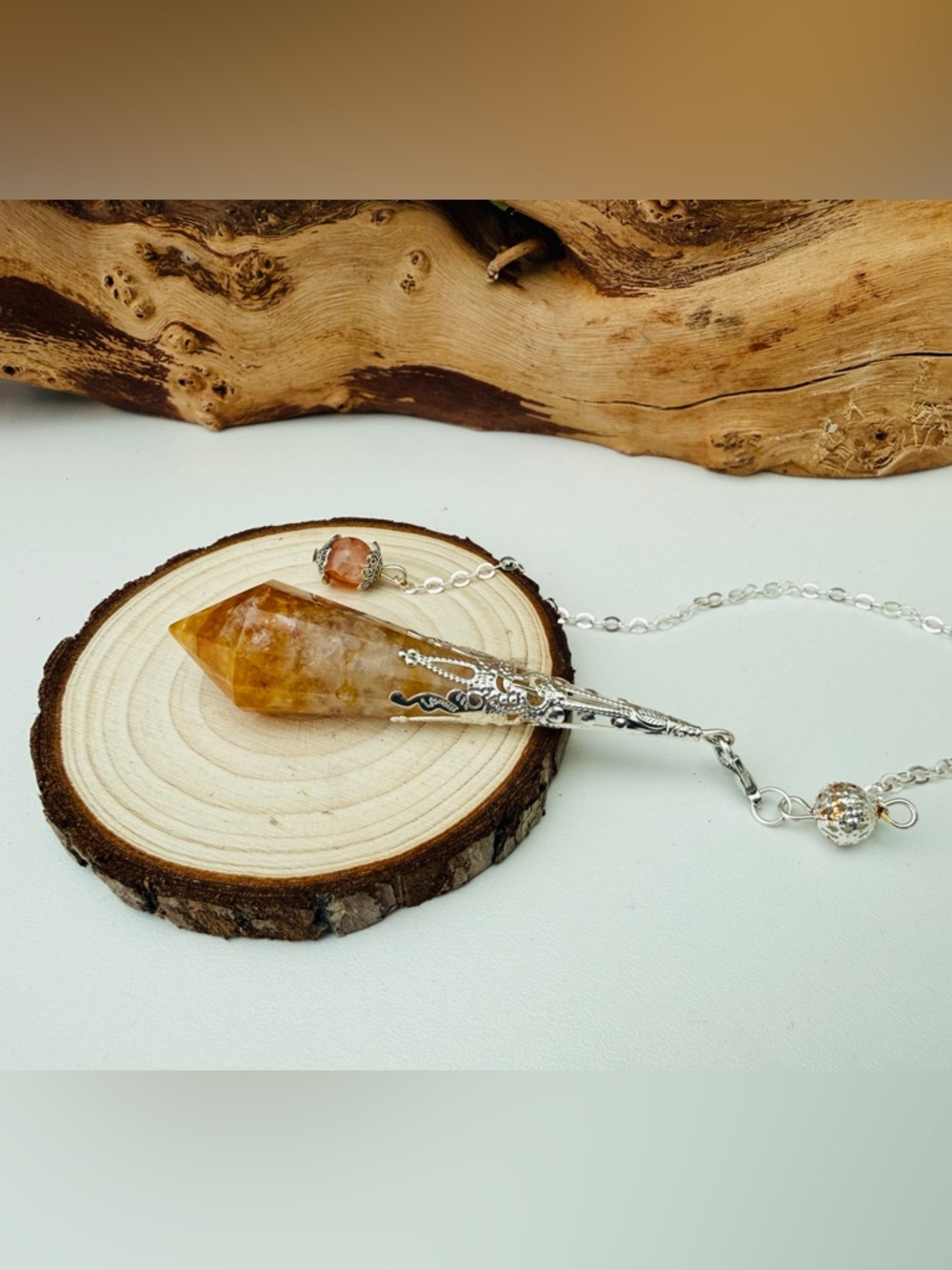 Golden Healer Quartz Pendulum | Vogel Faceted Crystal for Divination Healing